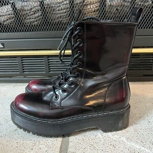 Unionbay Kiwi burnished crimson/oxblood/black combat boots